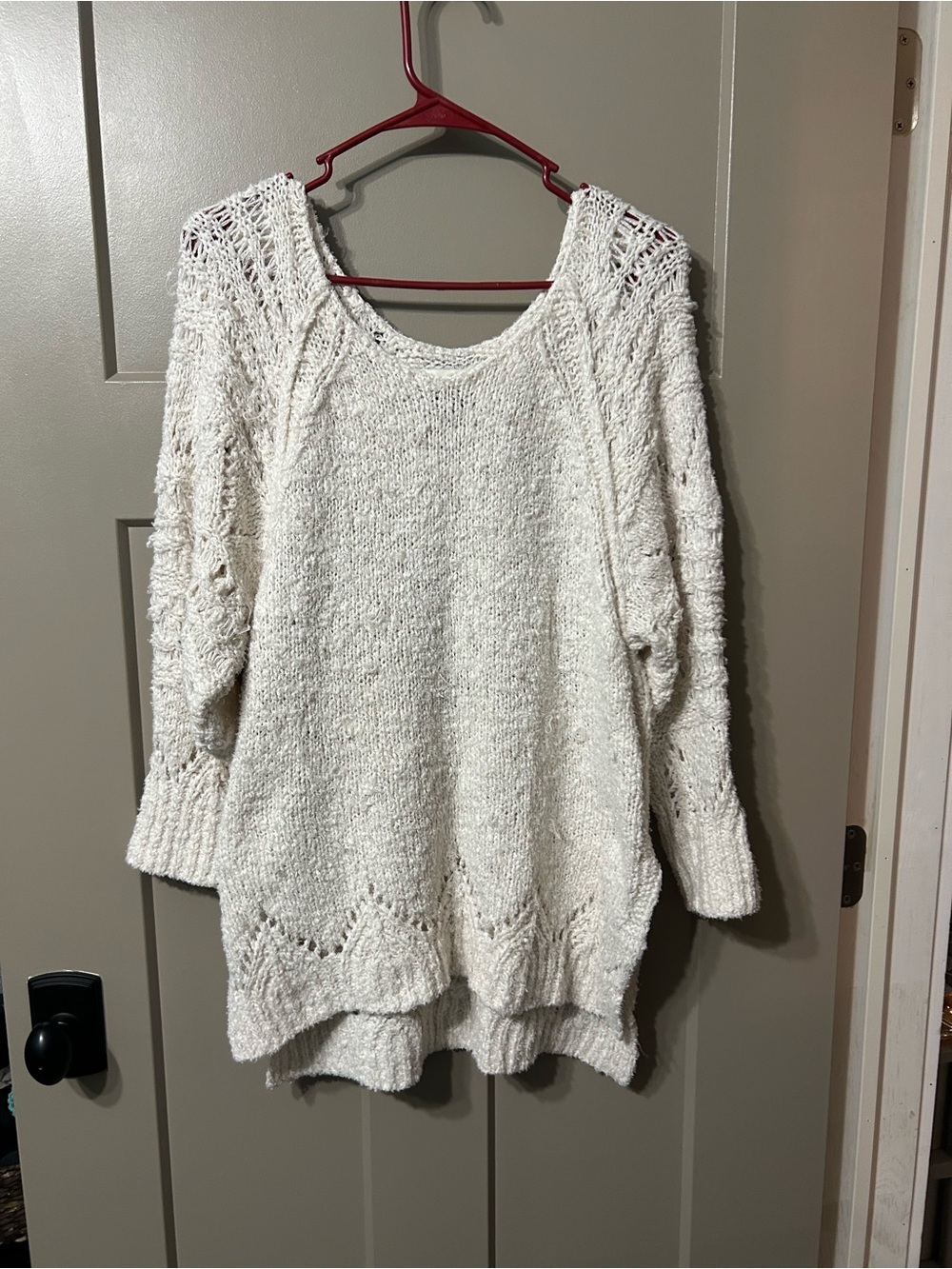 Anthropologie Pilcro Luna Pointelle Loose Knit Cotton Blend Pullover Sweater